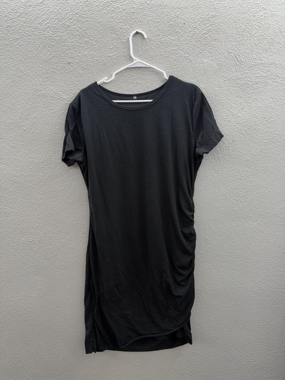 Unbranded Womens Dress Size XL Black Shot Sleeve Ruched Side